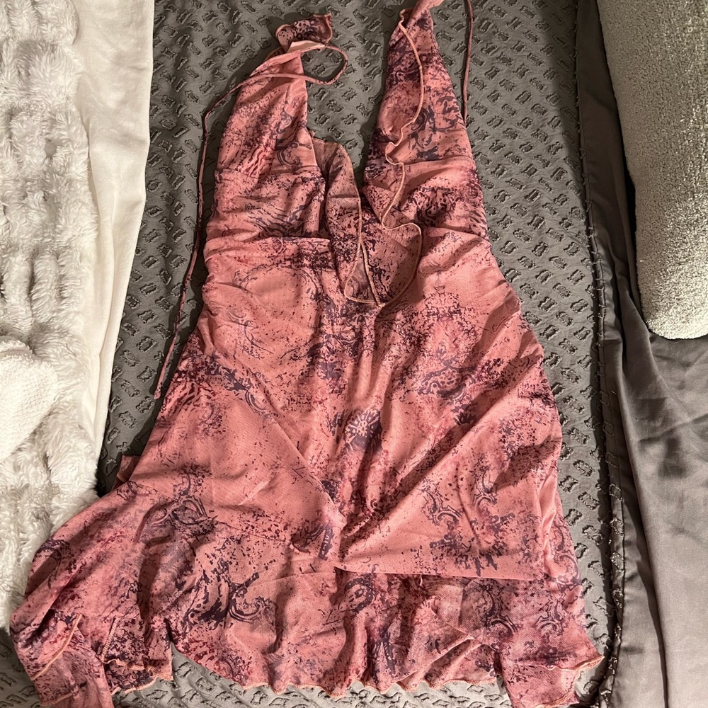 I.AM.GIA Pink Ruffle V-Neck Mini Dress - Picture 2 of 2